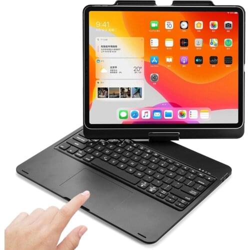 Smart 360 Degree Rotating 7 Colors LED Backlit Wireless Bluetooth Touchpad Keyboard Case Stand Cover For iPad Pro 12.9 2018 2020