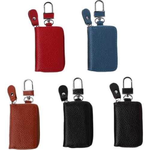 THINKTHENDO New Fashion Men Women Leather Car Key Holder Keychain Wallet Case Pouch Purse Keys Mini Casual Bag