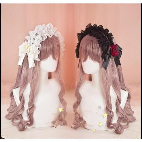 Princess Sweet Lolita Three Layer Lace Bow Flower Headband Handmade Lolita Hairpin Headwear for Lolita Girls Gift B800