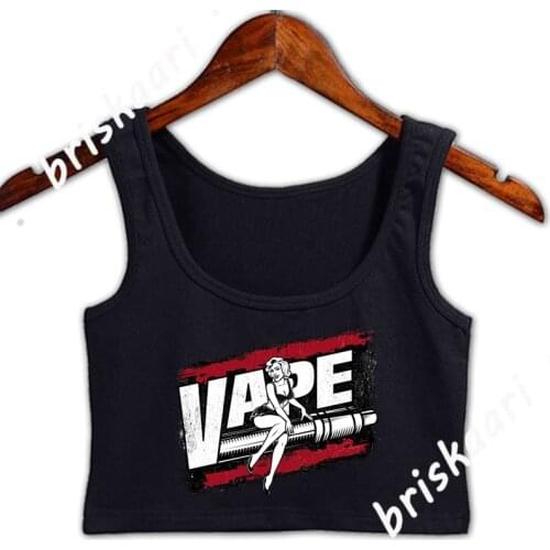 Vape Girl On Mod Vaping Crop Top Top Summer Vintage S-XXL Graphic New Style Normal Crazy Female Vest