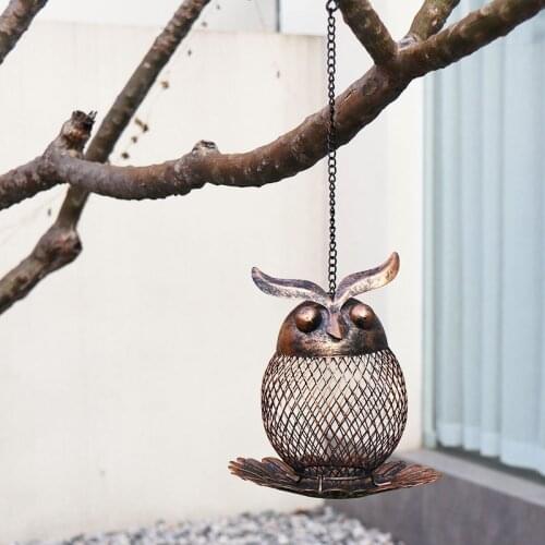 Wrought Iron Owl Hummingbird Bird Feeder Decorations for Outdoor Garden Trees Pet Supplies Birds Accessories Bird Food Drinkers