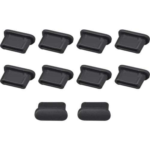 Uxcell 10pcs Type C Silicone Protectors Cap Port Cover Anti Dust 9.9 x 4 x 6 mm Overall Size Black