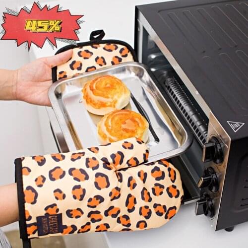 Oven Mitts Cotton Heat Resistant Gloves Oven Mitts for Cooking Baking Grilling, Microwave Oven Gloves Kitchen Baking Mitts