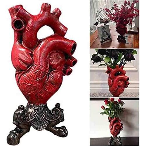 Vase Heart Shape Realistic Resin Creative Flower Vase for Farmhouse