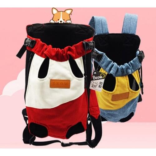 Canvas Cotton Pet Carrier Breathable Dog Outdoor Travel Handbag Mesh Cat Backpack Pet Products Portable Dog Shoulder Front Bags