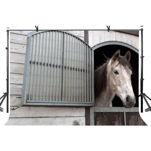 7x5ft Horse Backdrop Stable Animal Breeding Photography Background and Studio Photography Backdrop Props