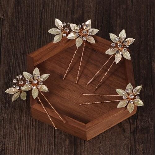 New Fashion golden handmade gypsophila flower hair forks, hair clips for women with crystal rhinestone