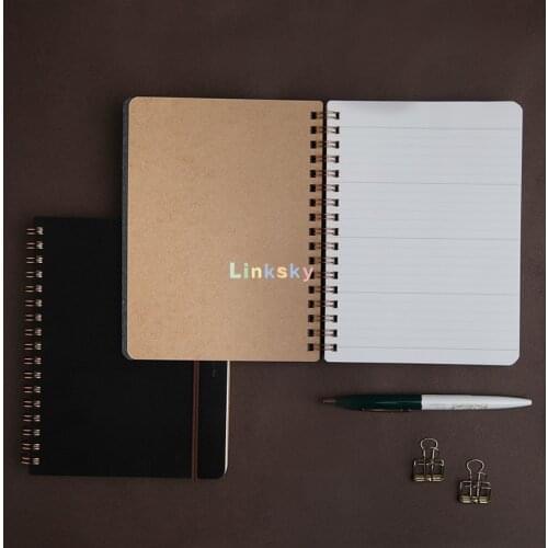 Midori WM Ring Memo Grain -Black ,Dark Brown Coil Notebook,Leather Metal Coil Notebook Portable Sketch Book