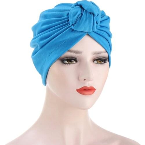 Women Caps Baotou Headdress Stretch Cloth Summer Casual Polyester Fashion Street Hats Multi-color Indian Turban Hat