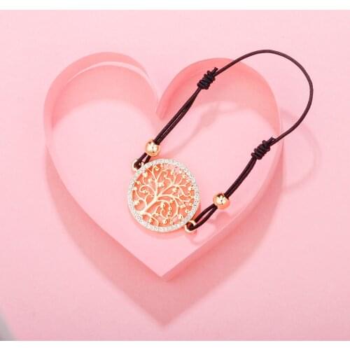 Crystal Tree Of Life Charm Bracelet For Women Elastic Rope Chain Pulseras Adjustable Fashion Jewelry Birthday Gift 2021