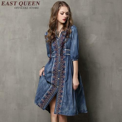 Vintage dress 2018 new arrivals women retro dress vintage 50s 60s 2018 denim dress women jeans dresses 2018 KK1109