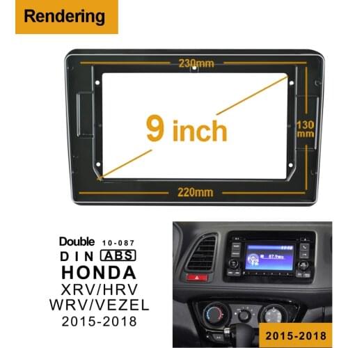 1/2Din Car DVD Frame Audio Fitting Adaptor Dash Trim Kits Facia Panel 9inch For Honda XRV/HRV/WRV/VEZEL2015-2018 Radio Player