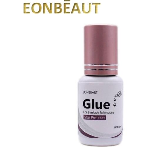 1Bottle EONBEAUT New Label Eyelash Extension Glue Star Pro Type 1s Fast Drying Pink Cap Makeup Tool Black Adhesive Retention 5ml