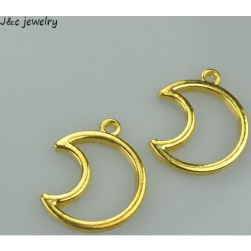 15 pcs free shipping Gold color charms diy metal moon pendant for necklace&bracelets jewelry making 26*21 mm L602