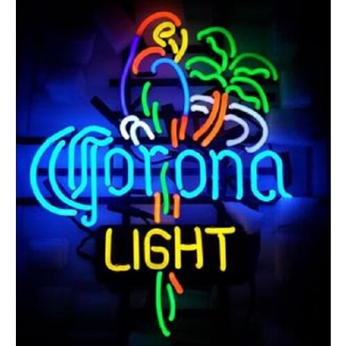 19“x15" Corona Extra Parrot Palm Tree Neon Light Lamp Sign Beer Bar Handmade Glass Decorate Home Wall Room Glass Windows CEPP010