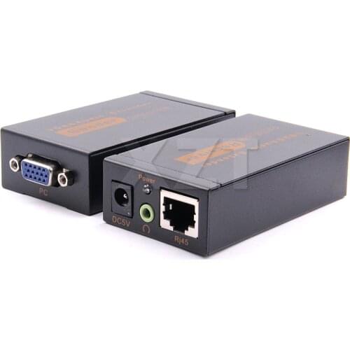 2019 Newest Arrival 100M 328ft VGA Video Audio Extender Over Single RJ45 CAT5e/6 1080P Extension adpater Lightning protection