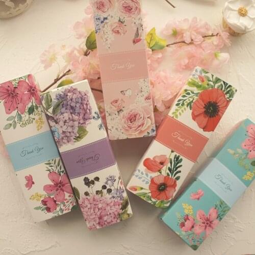 21*7*5cm 10pcs flower in garden thank you Paper Box Macaron Chocolate wedding Birthday Party Gifts Packaging Storage Boxes