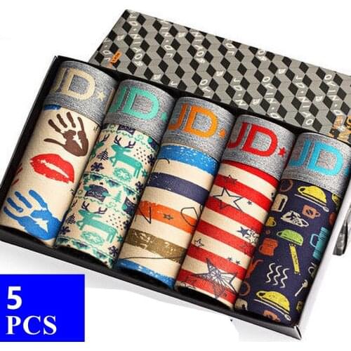 5Pcs / Lot Mans Underwear Boxer Mens Shorts Big Size Cotton Underpants Breathable and Comfort U-convex Underwear Man Boxer