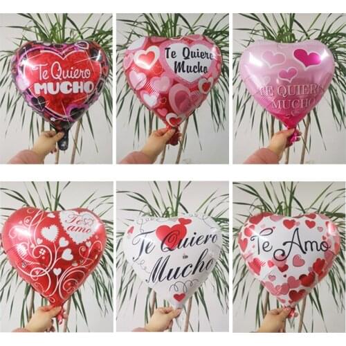 8pcs Te Quiero Mucho Te Amo Pink Heart Foil Balloons I Love You So Much Globos Wedding Party Decoration Valentines Day Ballons