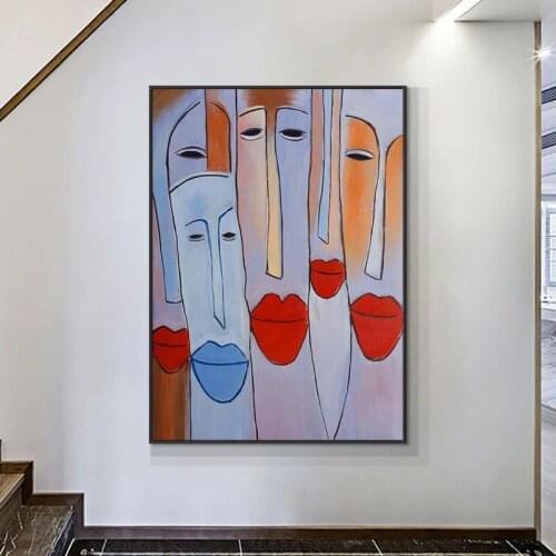 Abstract Figure Line Drawing painting handmade Home Decoration Wall Art Figure Face Canvas Poster Wall Painting for Living Room