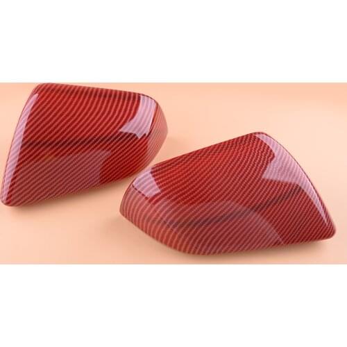 Beler 1 Pair Red Carbon Fiber Grain Rearview Mirror Cover Tirm Decor Frame Fit For Ford Mustang 2015 2016 2017 2018 2019