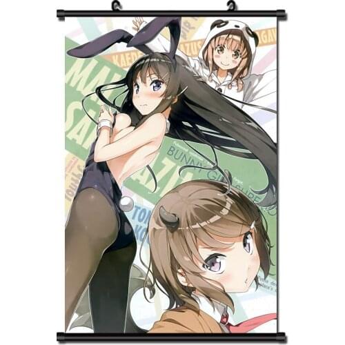 Coscase Japanese Decorative Pictures Anime Rascal Does Not Dream of Bunny Girl Sakurajima Mai Home Decor Wall Scroll Poster