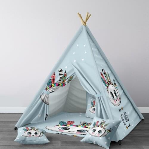 Play Tent for Kids Wigwam Portable Indoor Playground Tents Children Bedrooms Light Blue Wild Cloud Model 146