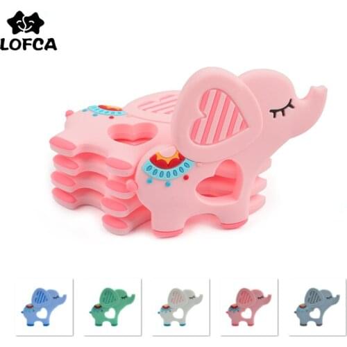 LOFCA 1pc Dumbo Baby Teether New Elephant Baby Teething Chew Toy Food Grade Silicone BPA Free Baby Necklace Pacifier Pendant