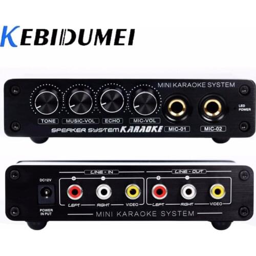 Kebidumei A933 Karaoke Amplifier 12V RCA In and Out Cable + with US/EU/AU plug For PC Cellphone TV DJ
