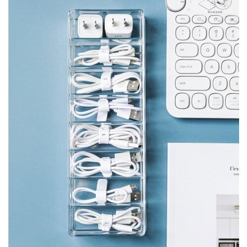 Data Cable Storage Box Desktop Cable Box Mobile Phone Charging Line Finishing Buckle Power Line Cable Management Hub Take-Up