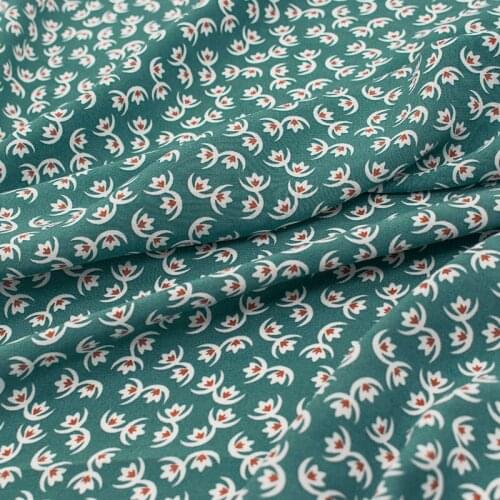 White flowers on cyan linen fabric for suit pant tissus au mètre telas por metro ткань для шитья sewing dresses tela tissu robe