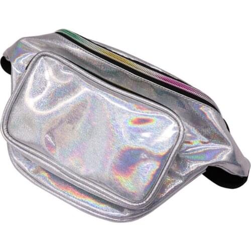 8PCS / LOT Fashion Punk Men Laser Waist Bag Leather Belt Waterproof Bag Phone Women Fanny Pack Waist Bag