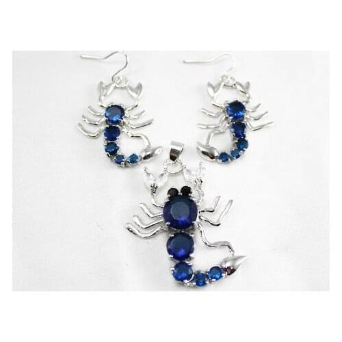 Fashion crystal jewelry Jewellery blue Crystal Scorpion earrings &pendant
