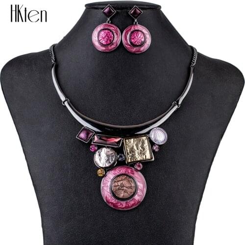MS1504809 Fashion Jewelry Sets High Quality Necklace Sets For Women Jewelry Purple Crystal Resin Unique Design Party Gift