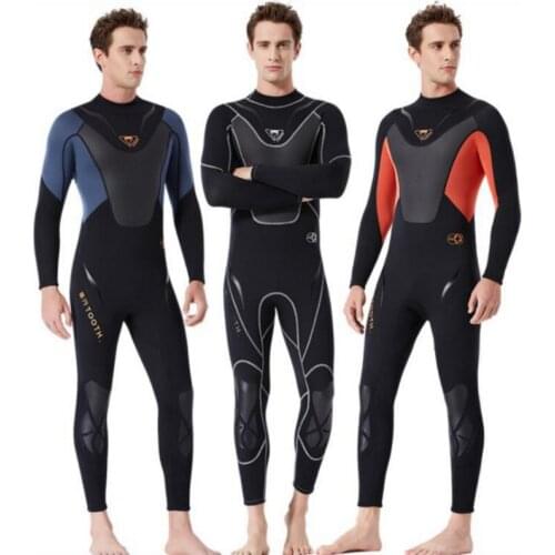 3mm Mens Full Body Neoprene Wetsuit Diving Snorkeling Wetsuit Underwater Long Sleeve Swimsuit Surfing Swimming Diving Suit