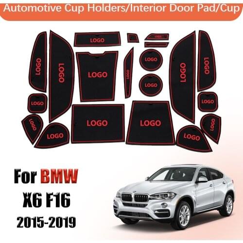 Door groove mat non slip door slot cup mat For BMW X6 F16 2015 2016-2019 X6M M Power accessories rubber cup mat door mat cup
