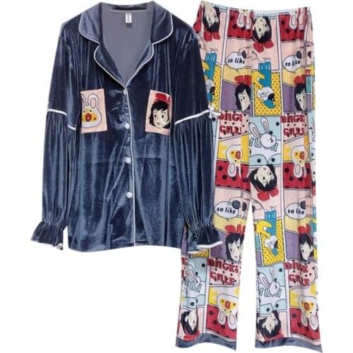 New autumn and winter maternity dress high-end gold velvet nursing pajamas postpartum confinement