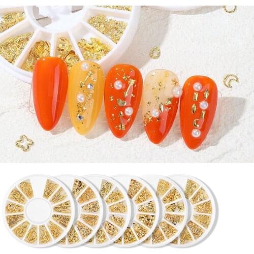 New Nail Metal Rivets Charms 3D Nail Art Decoration Star + Moon 12 size / shape Nail Studs Rivets 3D Nail Art Decoration