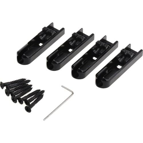 Musiclily Pro Single Individual String Lock-Down Bass Bridge for 4-String Electric Bass, Black (Set of 4)