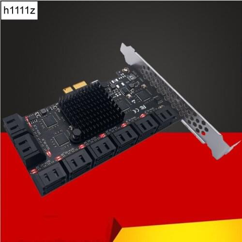 Chia Mining Riser PCIE SATA PCI-E Adapter 16 Port SATA Controller PCI Express X1 to SATA 3.0 6Gbps Interface Rate Expansion Card