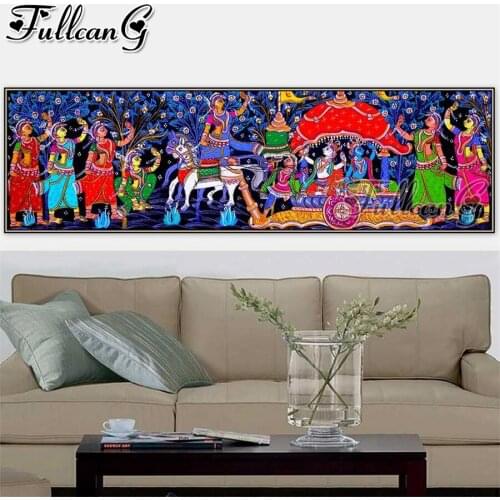 FULLCANG Indian dance diy 5d diamond painting full square round embroidery large mosaic needlework sale wall decoration FC2330