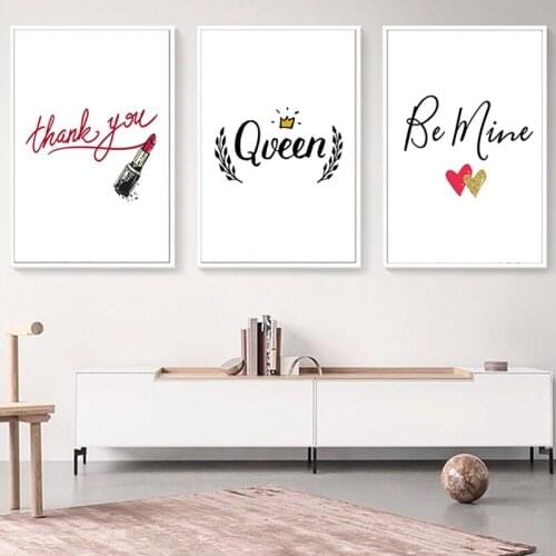Home Decor Poster Nordic Style Modular Pictures K Queen Lipstick Thank You Inspirational English Wall Art Canvas Painting Prints