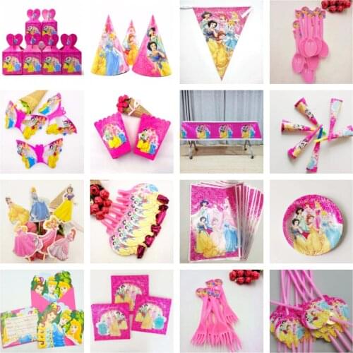 Princess Snow Queen Baby Birthday Party Decorations Kids Girl Party Supplies Party Decoration Tableware Set favors 1st