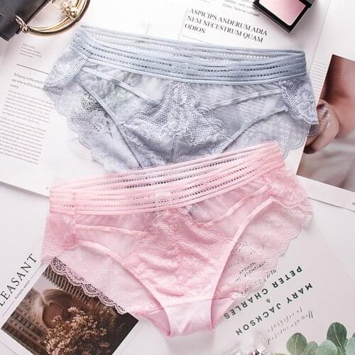 Transparent Women Sexy Panties Lace Thongs Ultra-thin Mesh Briefs Ice Silk Seamless Breathable Underpants Soft Bow Underwear