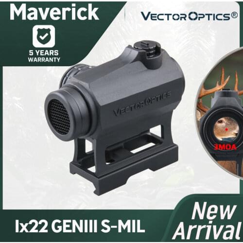 Vector Optics Maverick 1x22 MIL Hunting Red Dot Scope Reflex Collimator Sight Rubber Cover For Real Firearms .223 5.56 & Airsoft