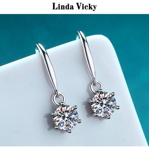 Six Claw Diamond Stud Eardrop 100%Real Moissanite 2021 Luxury Wedding Jewelry Girl Fine Earrings S925 Sterling Silver Ear hook