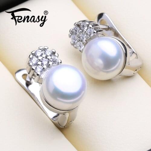 FENASY 925 Sterling Silver Earrings Natural Freshwater Pearl Earrings For Women Fashion Evening Party Wedding Fine Jewelry
