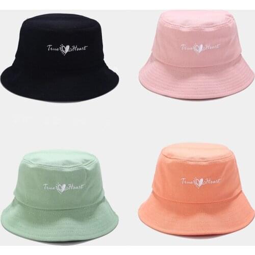 Bucket hat women cute hats sunscreen Solid color Embroidered letters bucket hat панамы new fashion autumn trend men graffiti