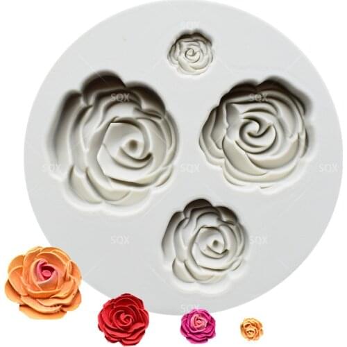 Rose Flowers Shaped Silicone Fondant Mould Cake Decorating Baking Tools Kitchen Accessories SQ15249