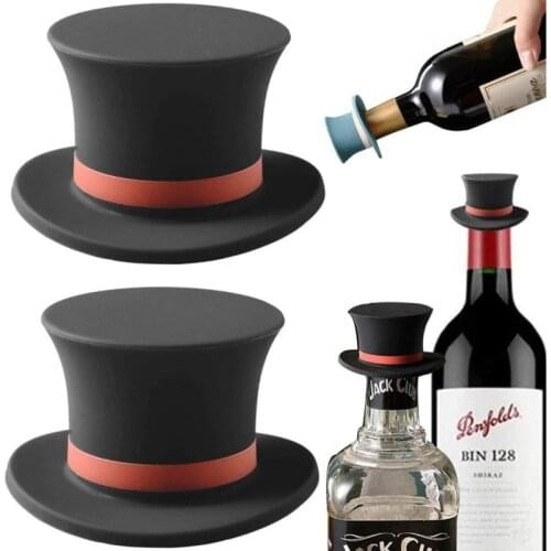 Silicone Wine Bottle Stopper Magic Hat Shape Sealing Cap Reusable Wijnstopper Decorative Funny Seal Cap Kitchen Accessories